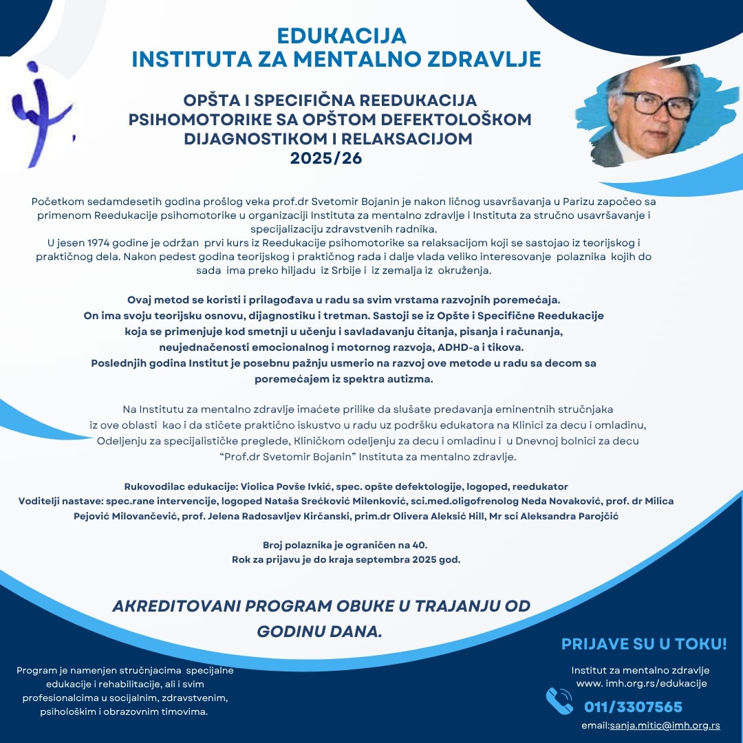 OPŠTA I SPECIFIČNA REEDUKACIJA PSIHOMOTORIKE SA OPŠTOM DEFEKTOLOŠKOM DIJAGNOSTIKOM I RELAKSACIJOM